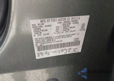 2001 Ford Excursion Limited from USA, damaged, VIN 1FMNU42S71EA08659